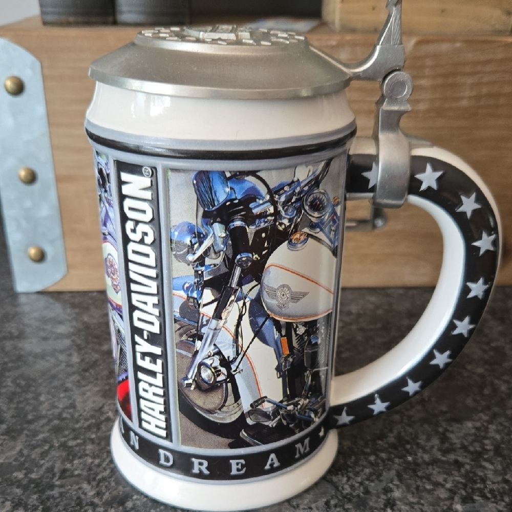 1998 Harley-Davidson "The American Dream" Ceramic Collector Stein with Metal Top